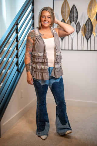 POL Ruffle Open Cardigan - Buttercup Lynne Boutique