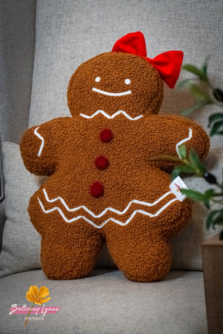 Ruby Sugar Gingerbread Sherpa Pillow - Buttercup Lynne Boutique