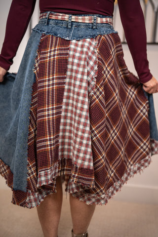Gypsy Road Plaid Denim Skirt Oli & Hali