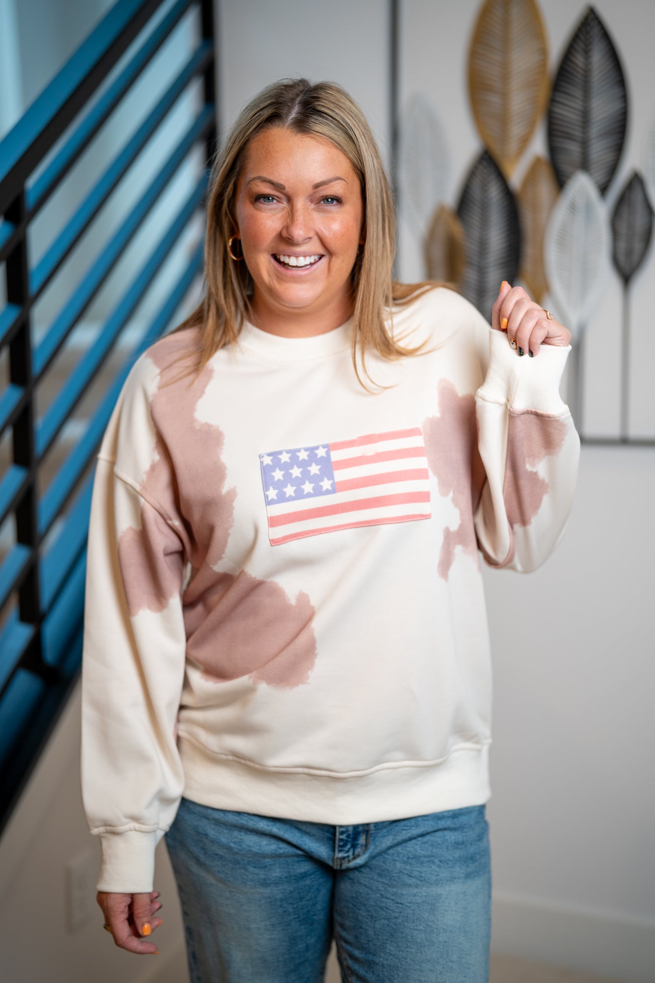 Gilli USA Flag Cow Print Sweatshirt - Buttercup Lynne Boutique