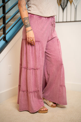 Easel Mineral Washed Tiered Pants
