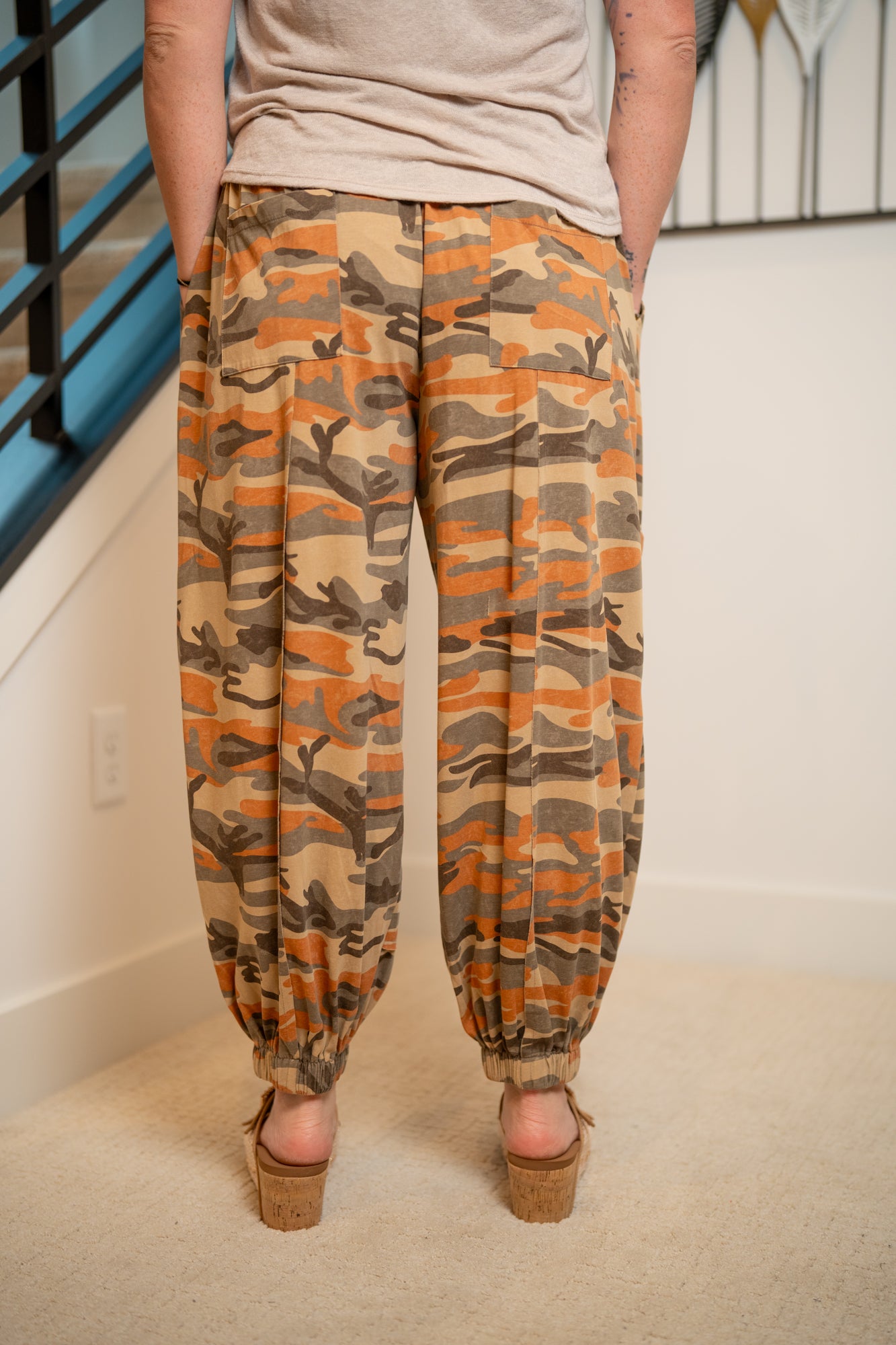 Easel Washed Knit Camouflage Pants – Rust Grey - Buttercup Lynne Boutique