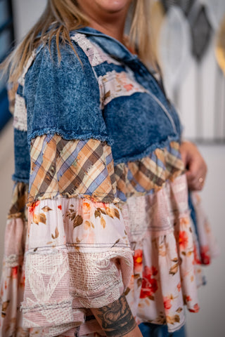 Free Spirit Ruffle Denim Jacket Oli & Hali