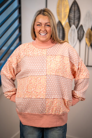 Patchwork Petals Floral Pullover Oli & Hali