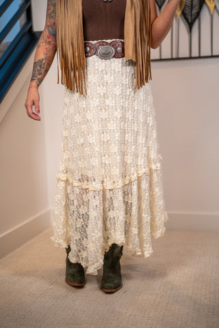 Gisele Floral Lace Midi Skirt By Together