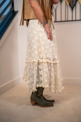 Gisele Floral Lace Midi Skirt By Together