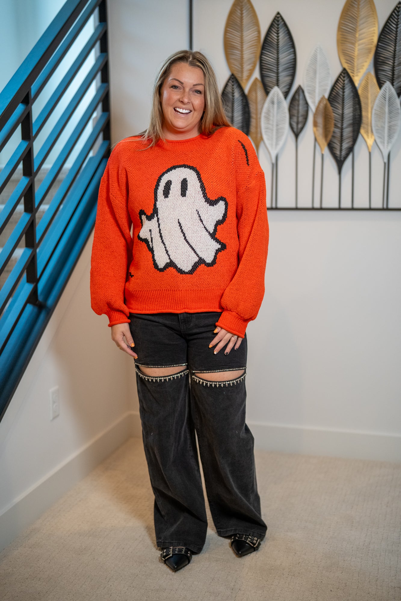 Mello Spooky Ghost Knit Sweater