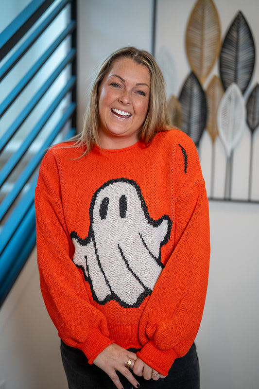 Mello Spooky Ghost Knit Sweater