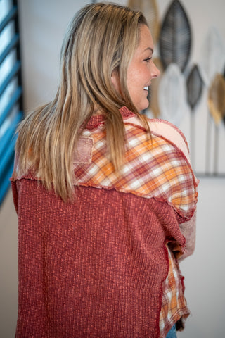 Oli & Hali Plaid Mixed Oversized Top