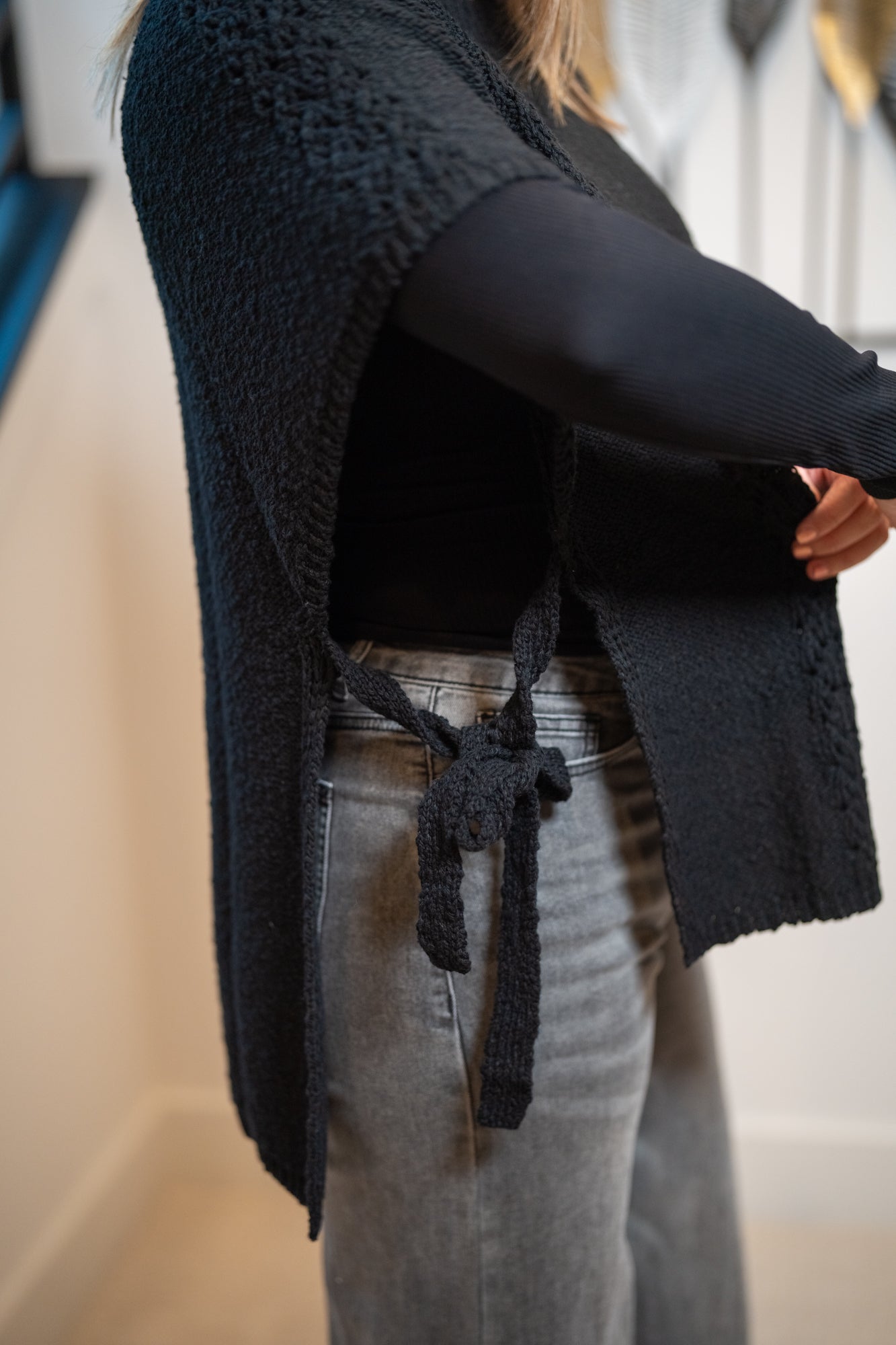 Easel Half Sleeve Knitted Poncho - Buttercup Lynne Boutique