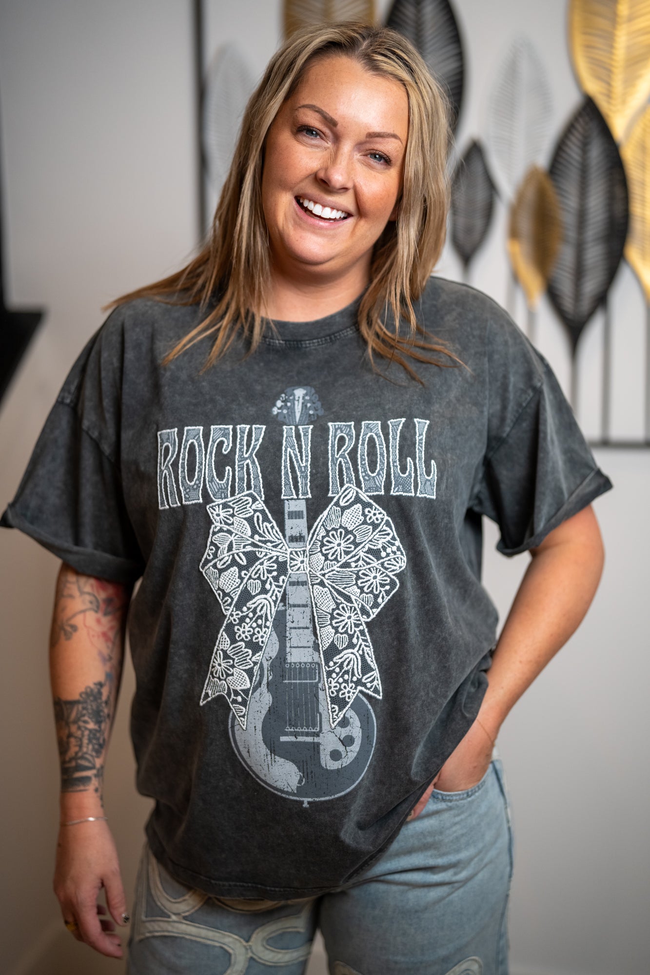 Zutter Lace Bow Rock N Roll Tee