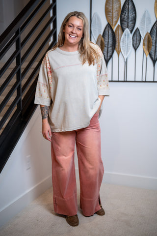 Easel Stretch Baby Corduroy Wide-Leg Pants Antique Pink