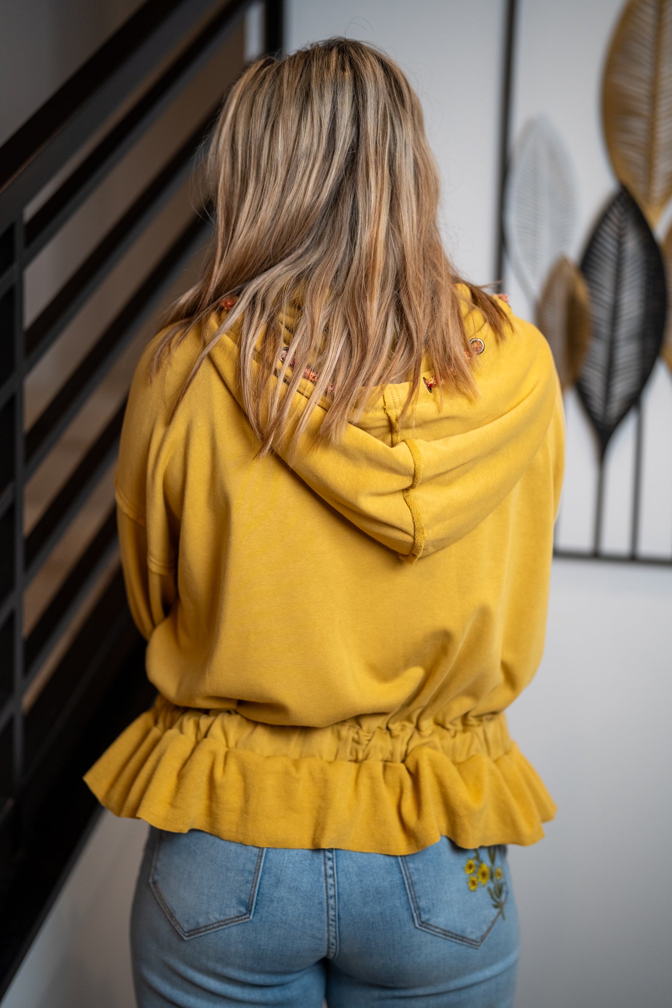 Oli & Hali Washed Zip-Up Hooded Oversized Jacket – Mustard