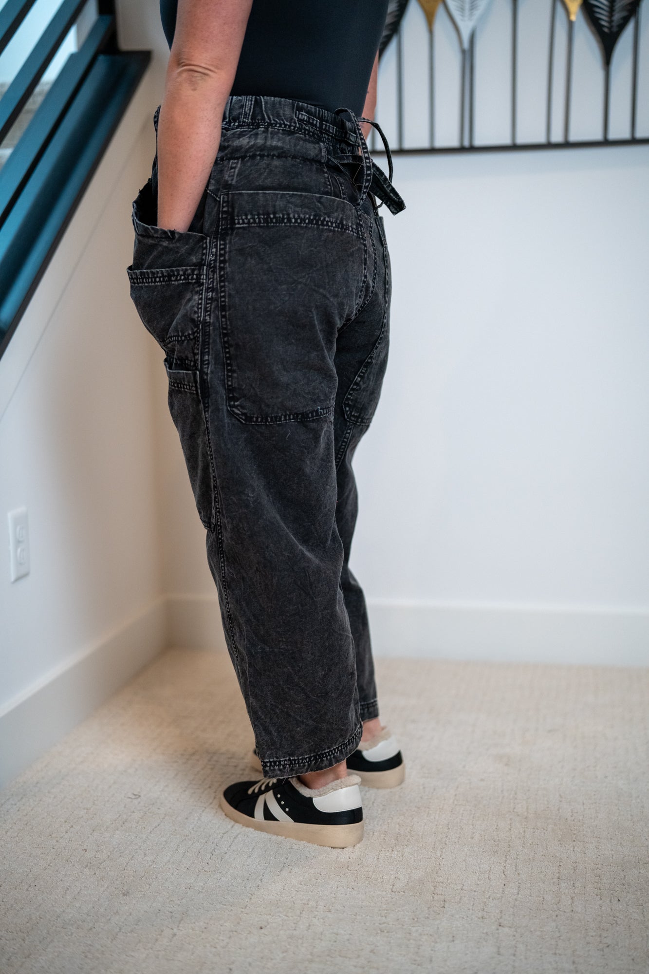 Oli & Hali Mineral Washed Wide Leg Cargo Denim Jeans