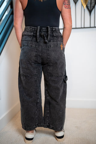 Oli & Hali Mineral Washed Wide Leg Cargo Denim Jeans