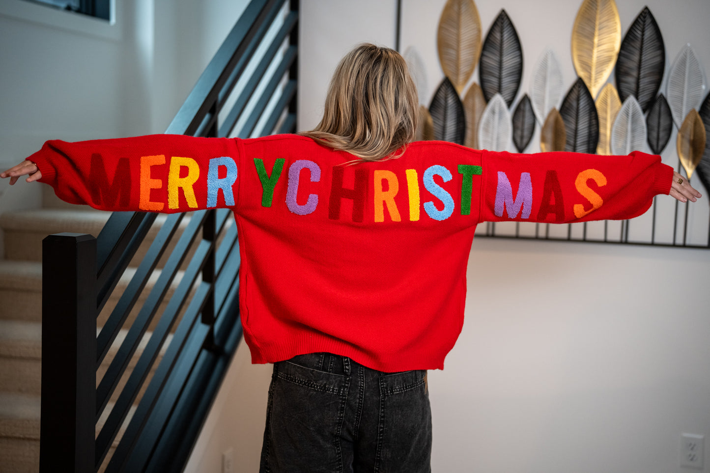 Mello Christmas Lettering Cardigan