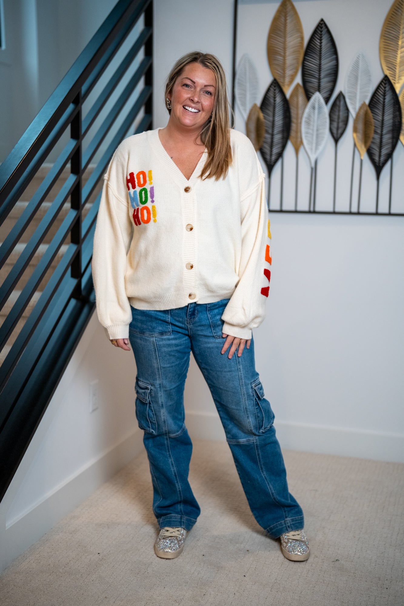 Mello Christmas Lettering Cardigan