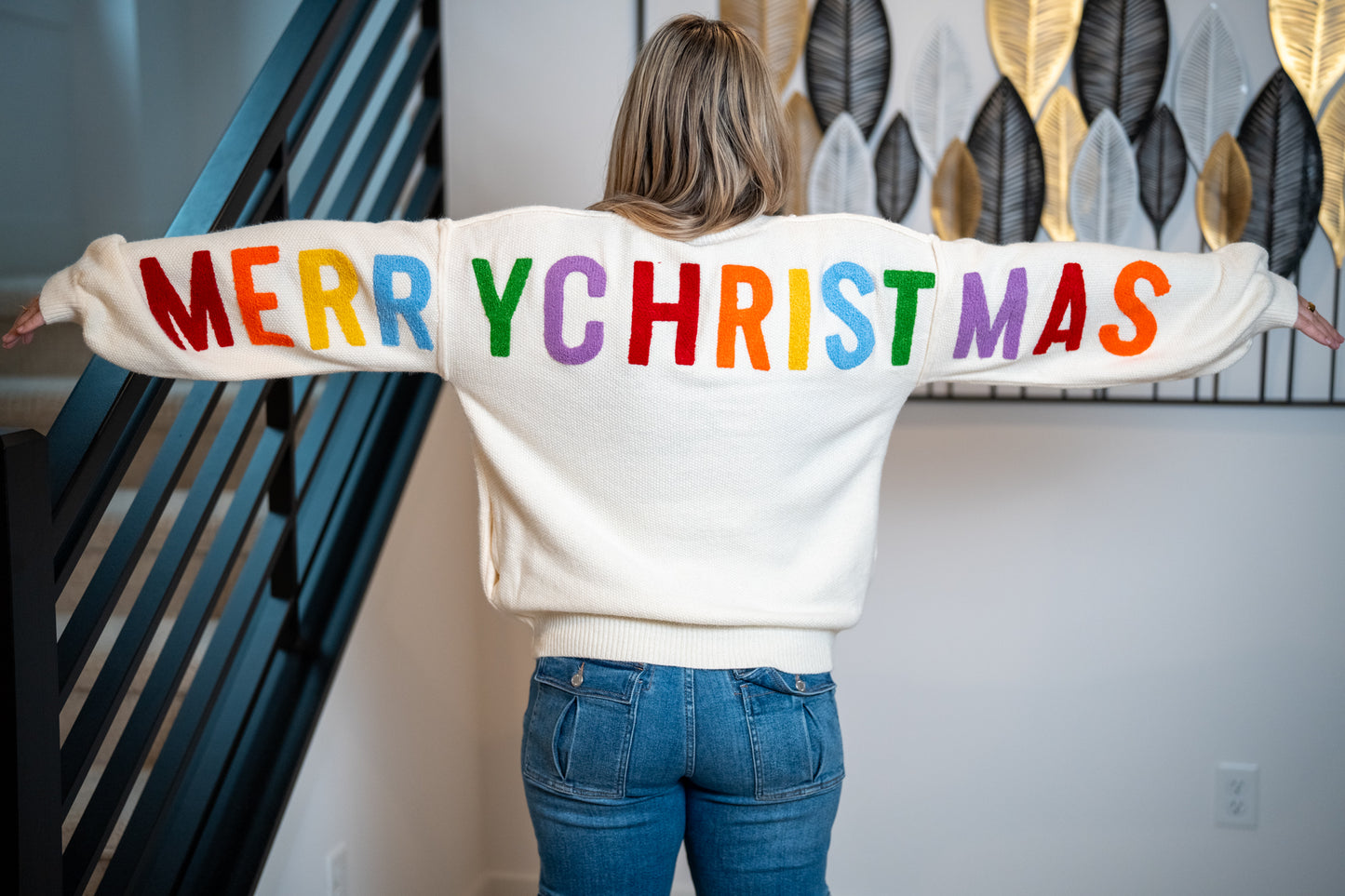 Mello Christmas Lettering Cardigan