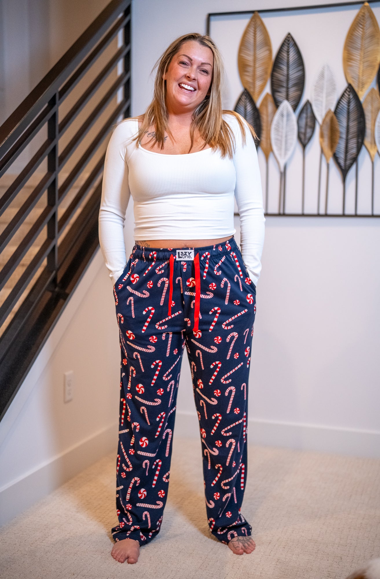 Candy Cane Men’s Pajama Pants – Sweet Comfort by Lazy One (Unisex Fit)