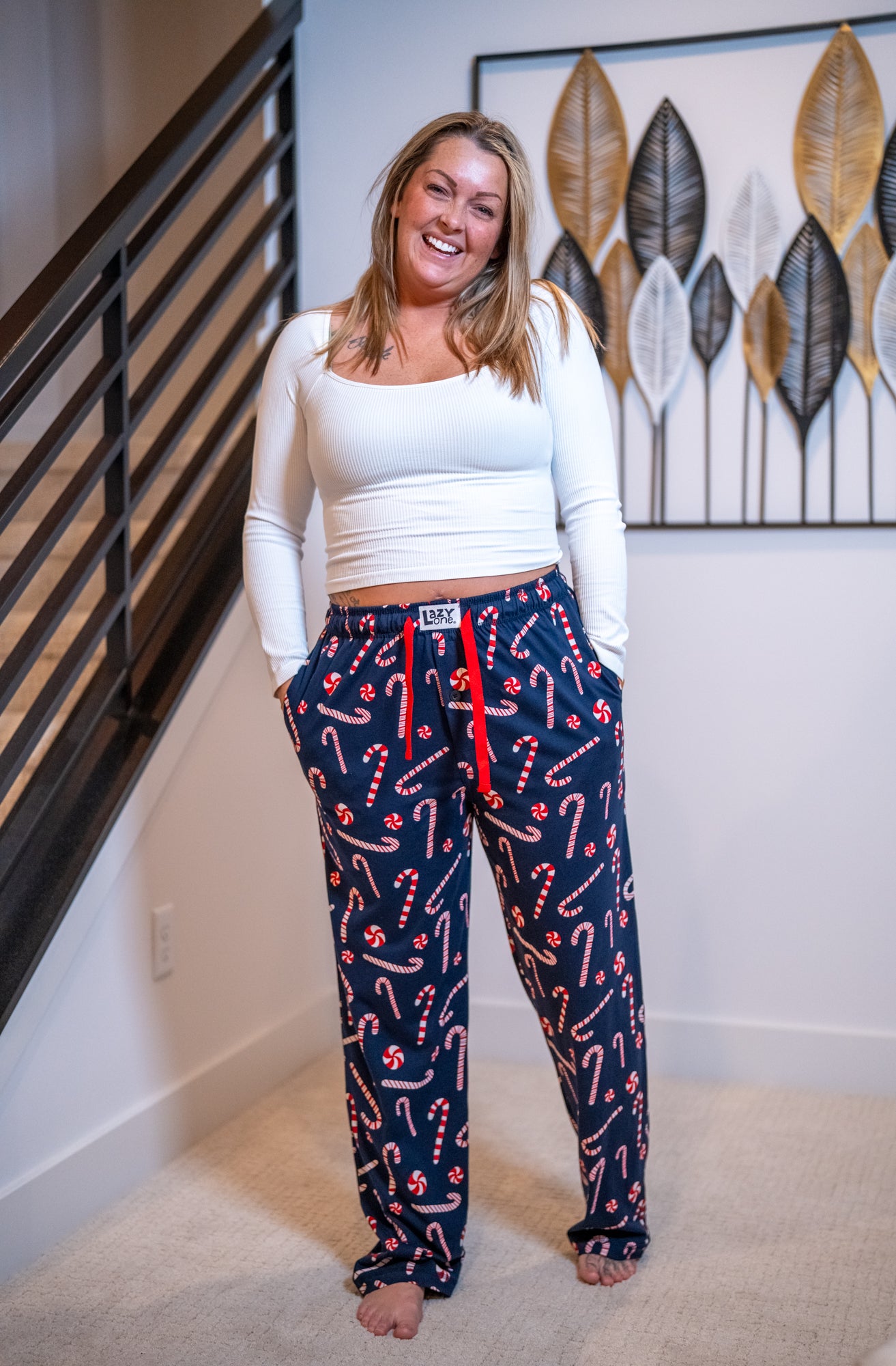 Candy Cane Men’s Pajama Pants – Sweet Comfort by Lazy One (Unisex Fit)