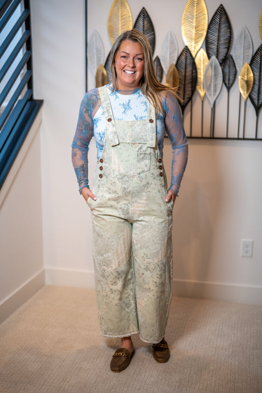 Easel Vintage Patchwork Twill Overalls