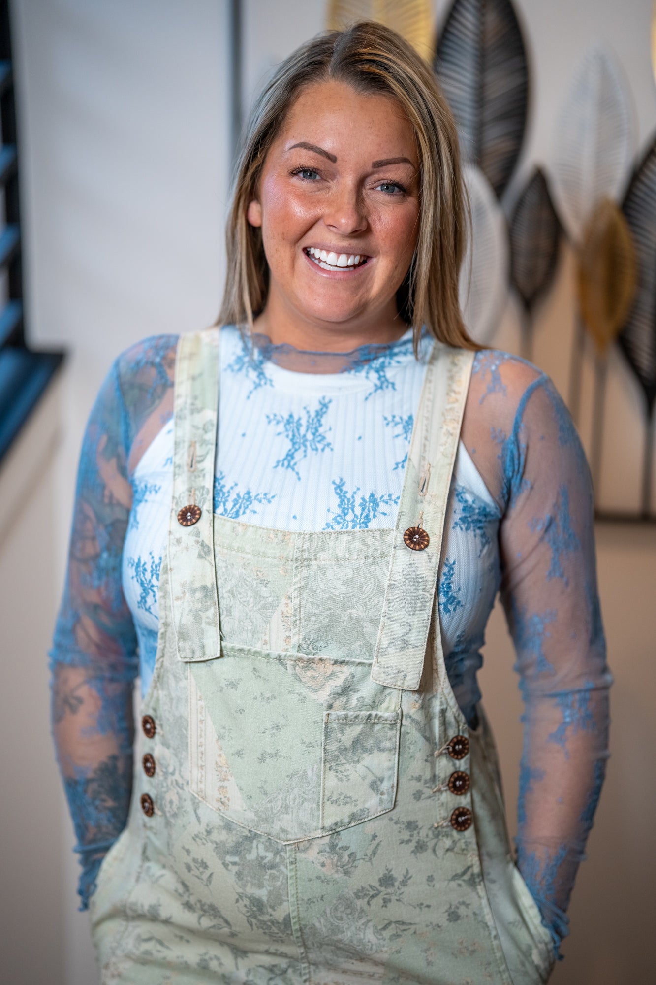 Easel Vintage Patchwork Twill Overalls