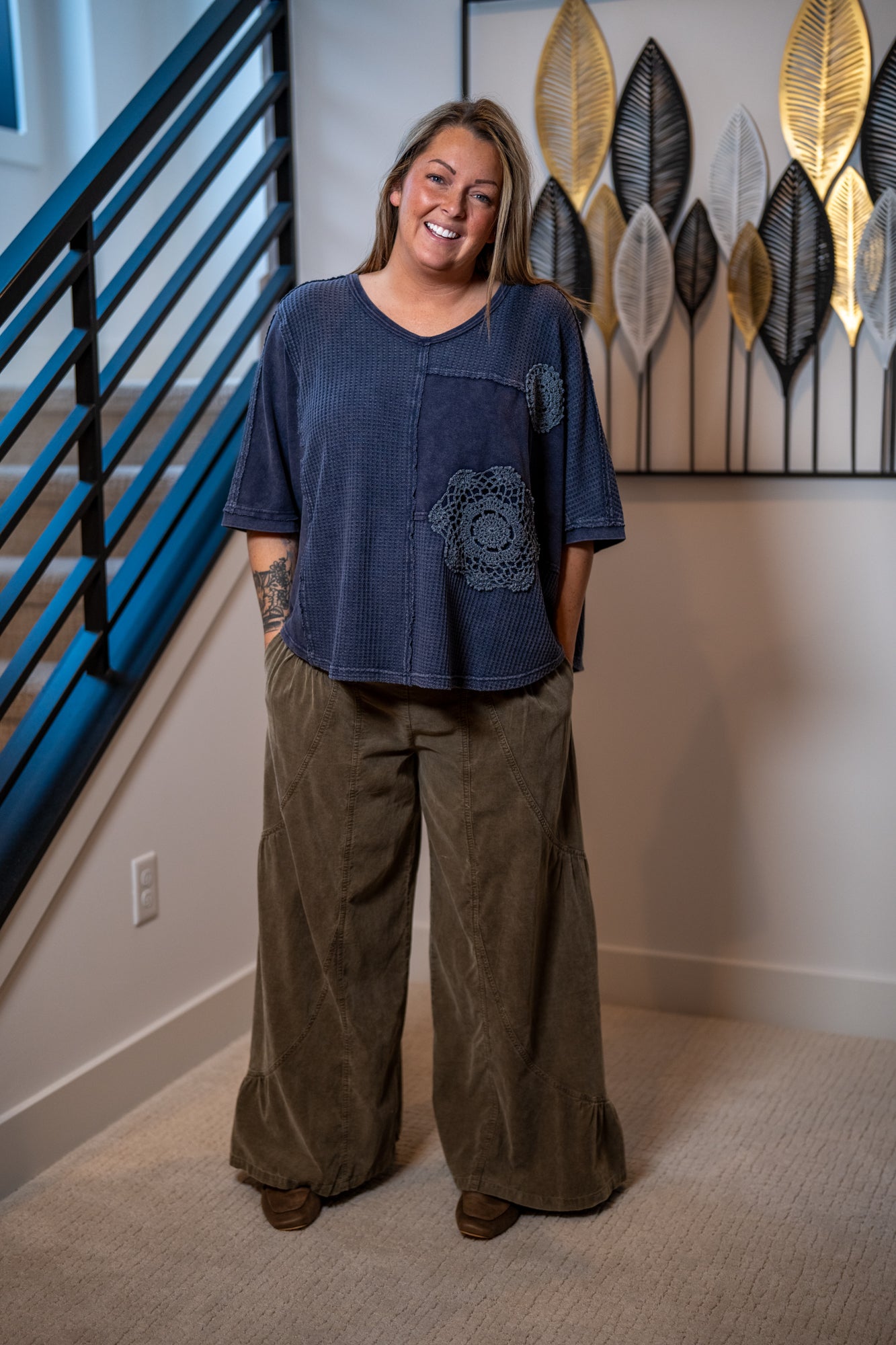 Easel Crochet Patch Thermal Top