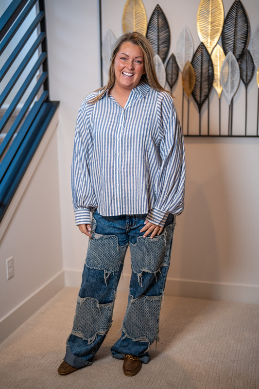 Easel Striped Button Down