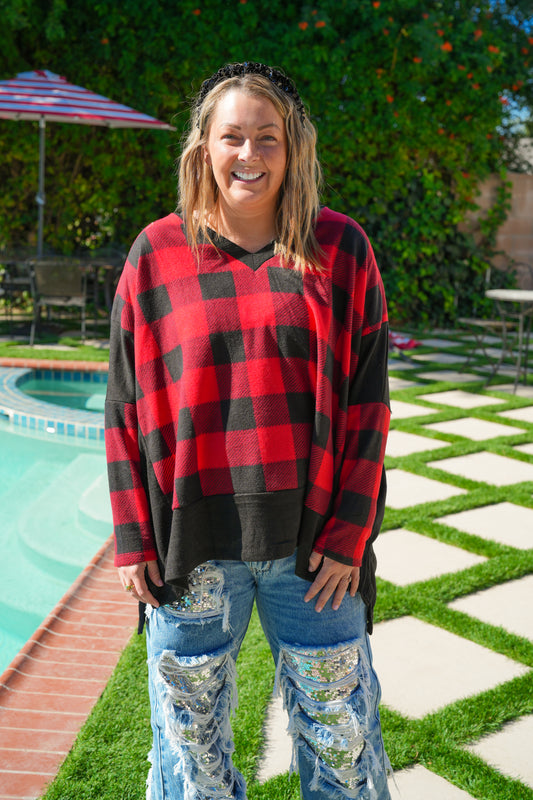 Ready For The Season Check Knit Top - Buttercup Lynne Boutique