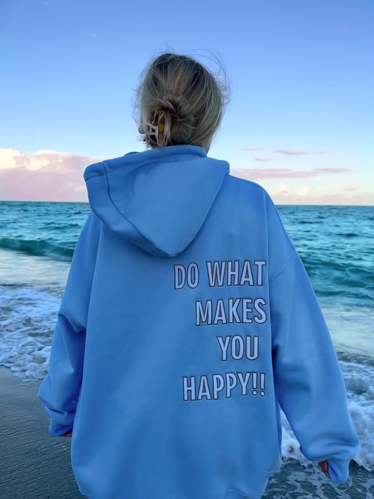 Do What Makes You Happy Hoodie - Ocean Blue - Buttercup Lynne Boutique