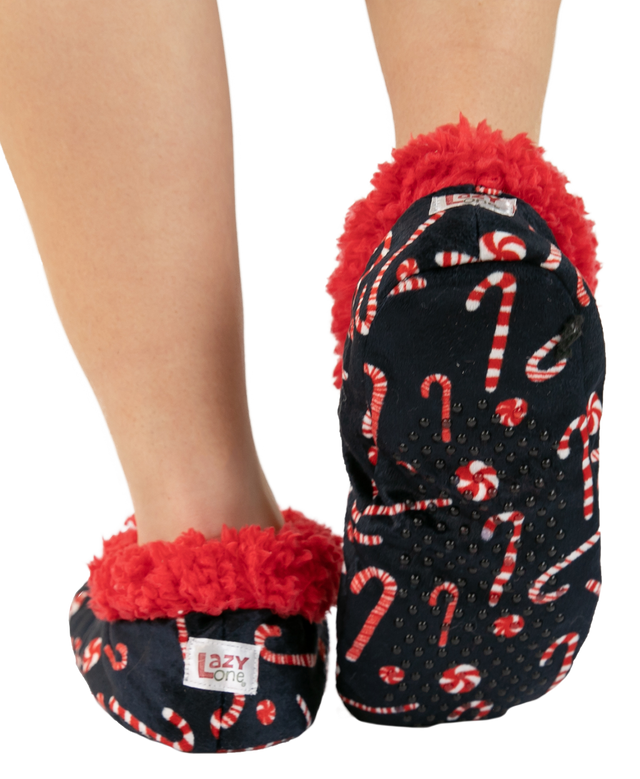 Lazy One Candy Cane Fuzzy Feet Slipper