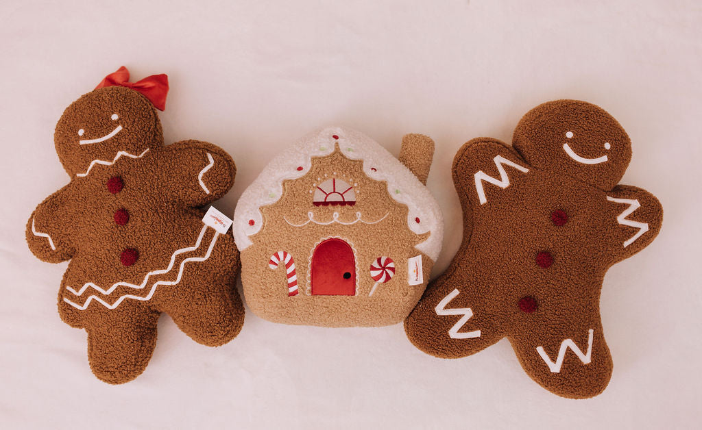 Sugarplum Gingerbread Cottage Pillow - Buttercup Lynne Boutique