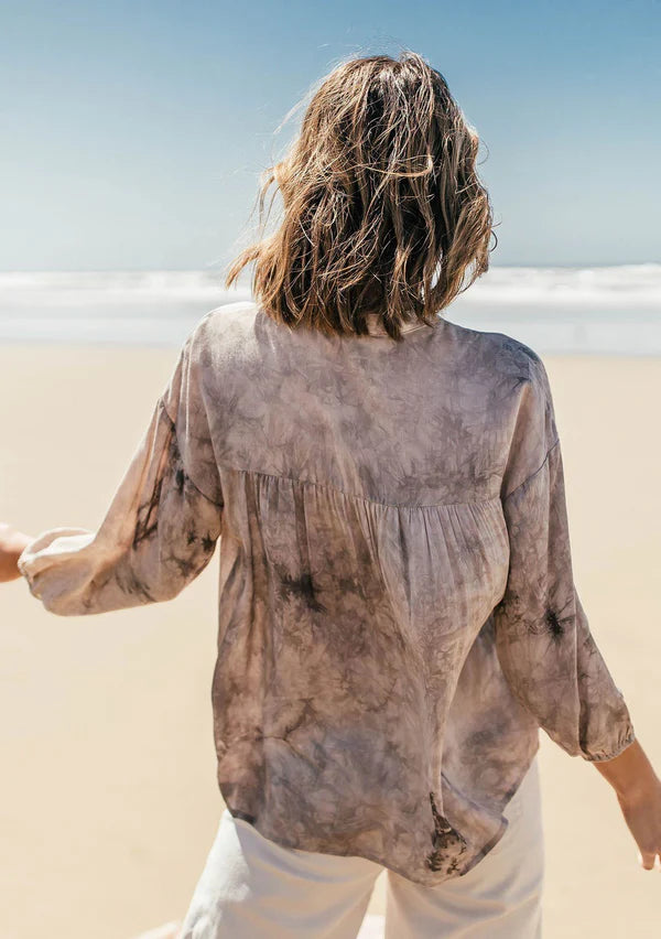 Lovestitch - Tie Dye 3/4 Bubble Sleeve Top