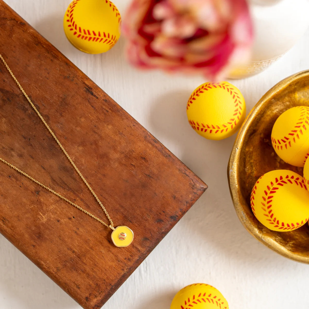 Softball Pendant Necklace - Buttercup Lynne Boutique