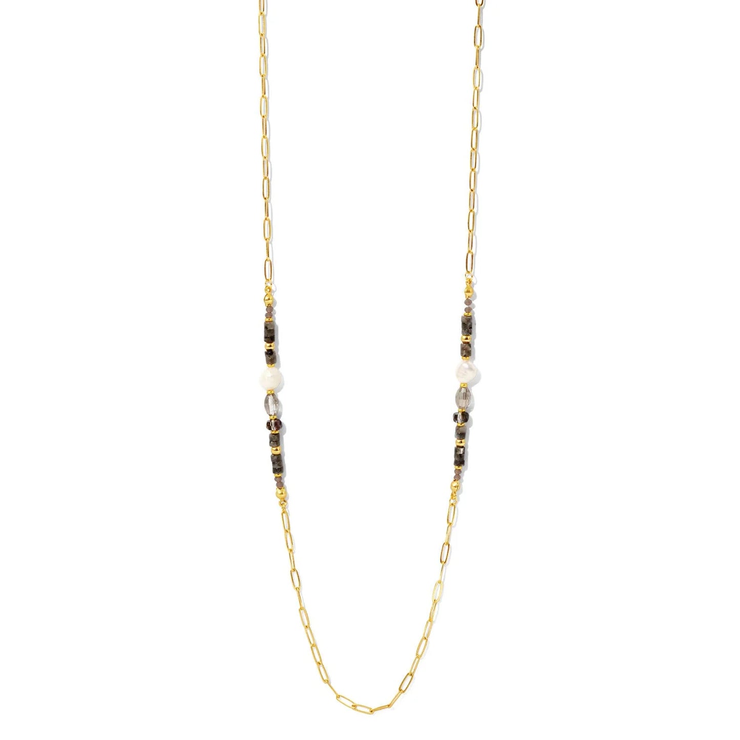 Long Necklace with Pearl and Stone Accents - Buttercup Lynne Boutique