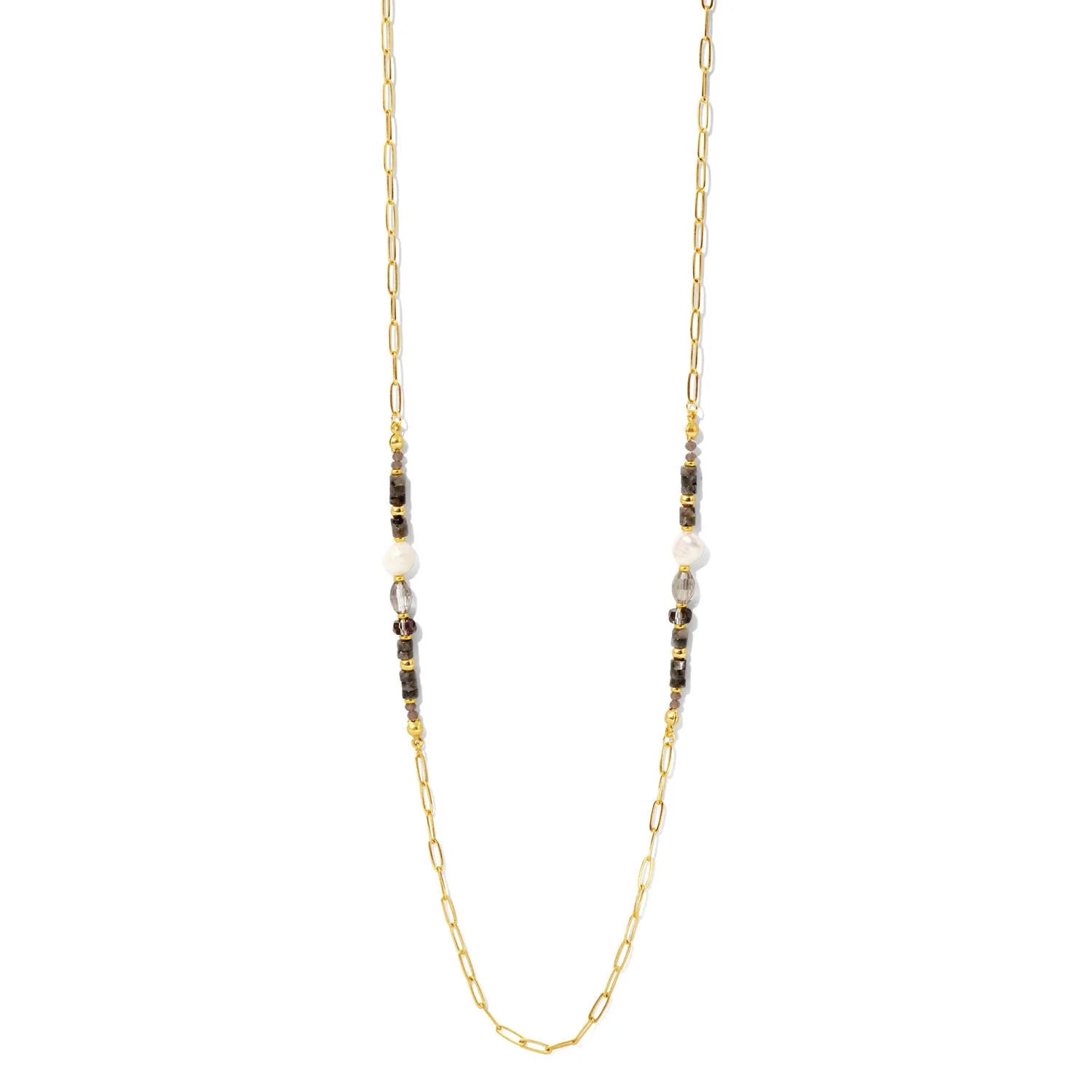 Long Necklace with Pearl and Stone Accents - Buttercup Lynne Boutique