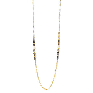 Long Necklace with Pearl and Stone Accents - Buttercup Lynne Boutique
