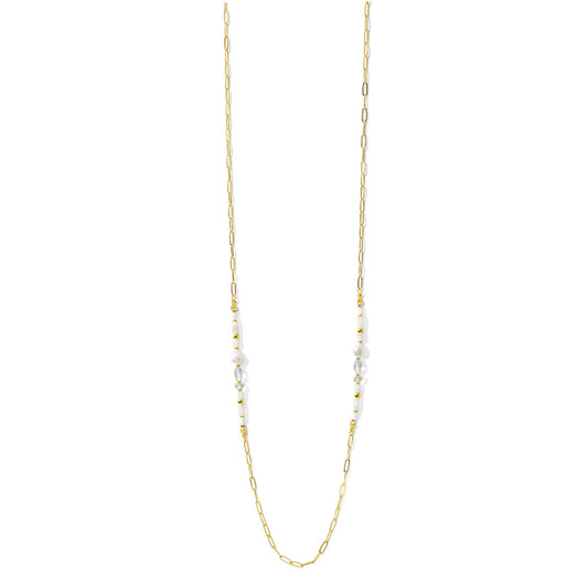 Long Necklace with Pearl and Stone Accents - Buttercup Lynne Boutique