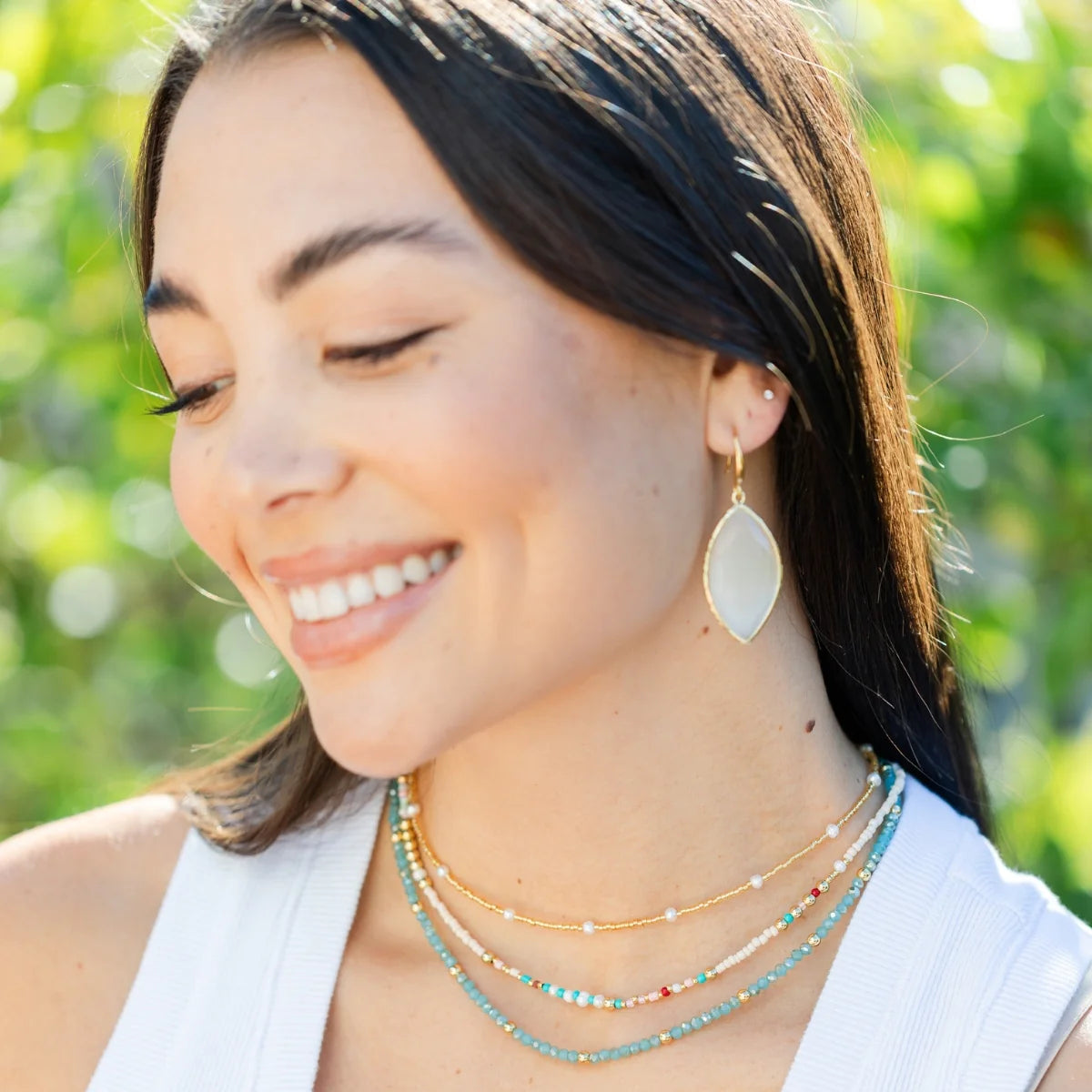 Coral Jordon Stone Dangle Earrings - Buttercup Lynne Boutique