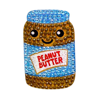 Stickerbeans Peanut Butter jar sticker with kawaii face and rhinestone details