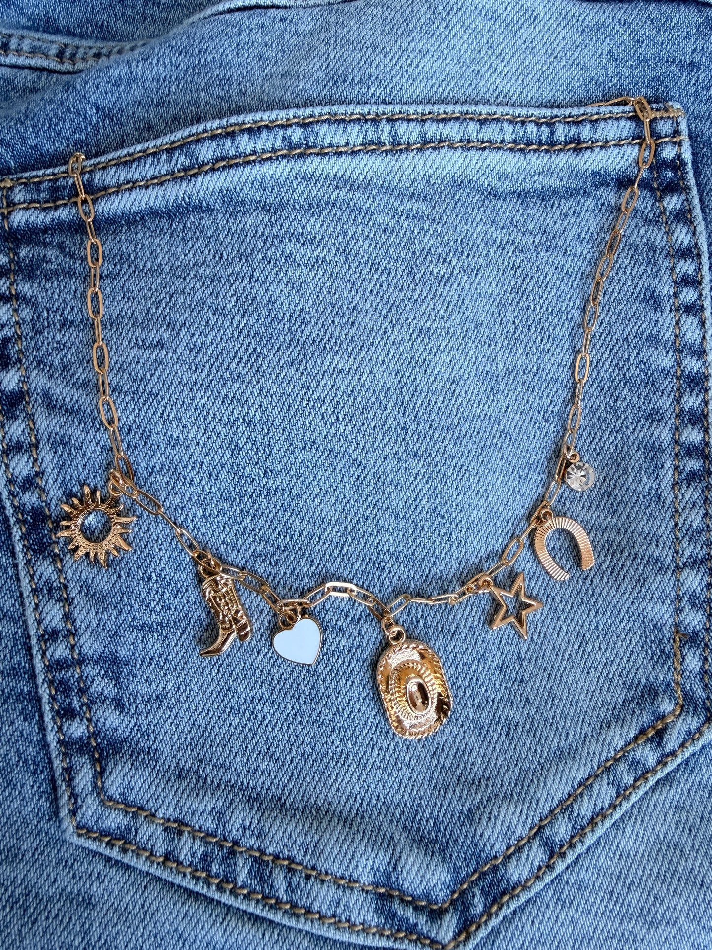 Gold Western Multi Charm Necklace