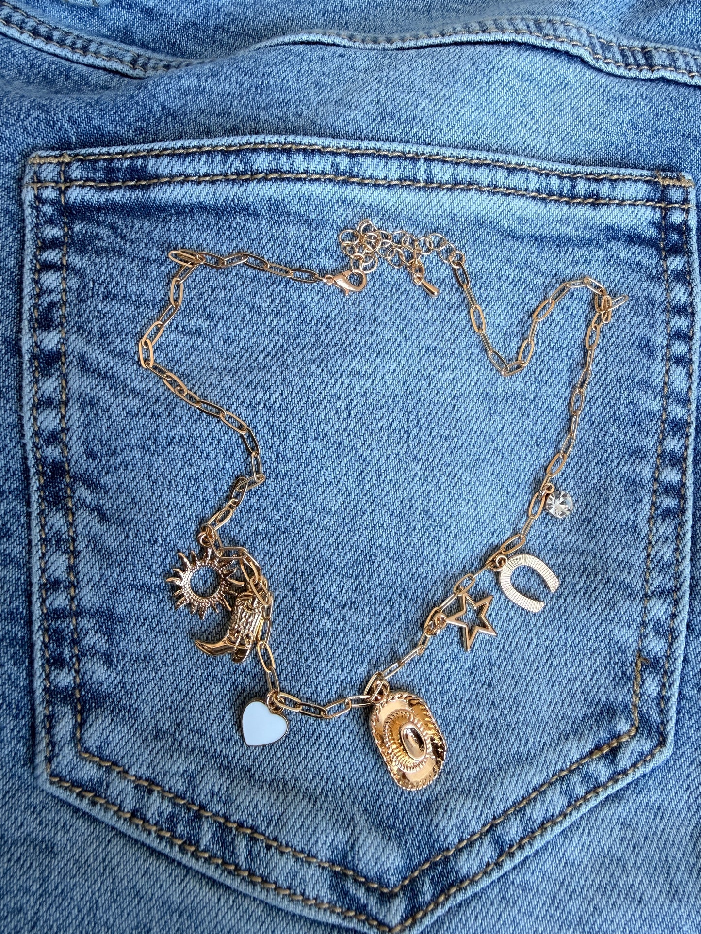 Gold Western Multi Charm Necklace