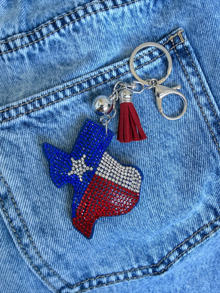 Texas Crystal Map Keychain