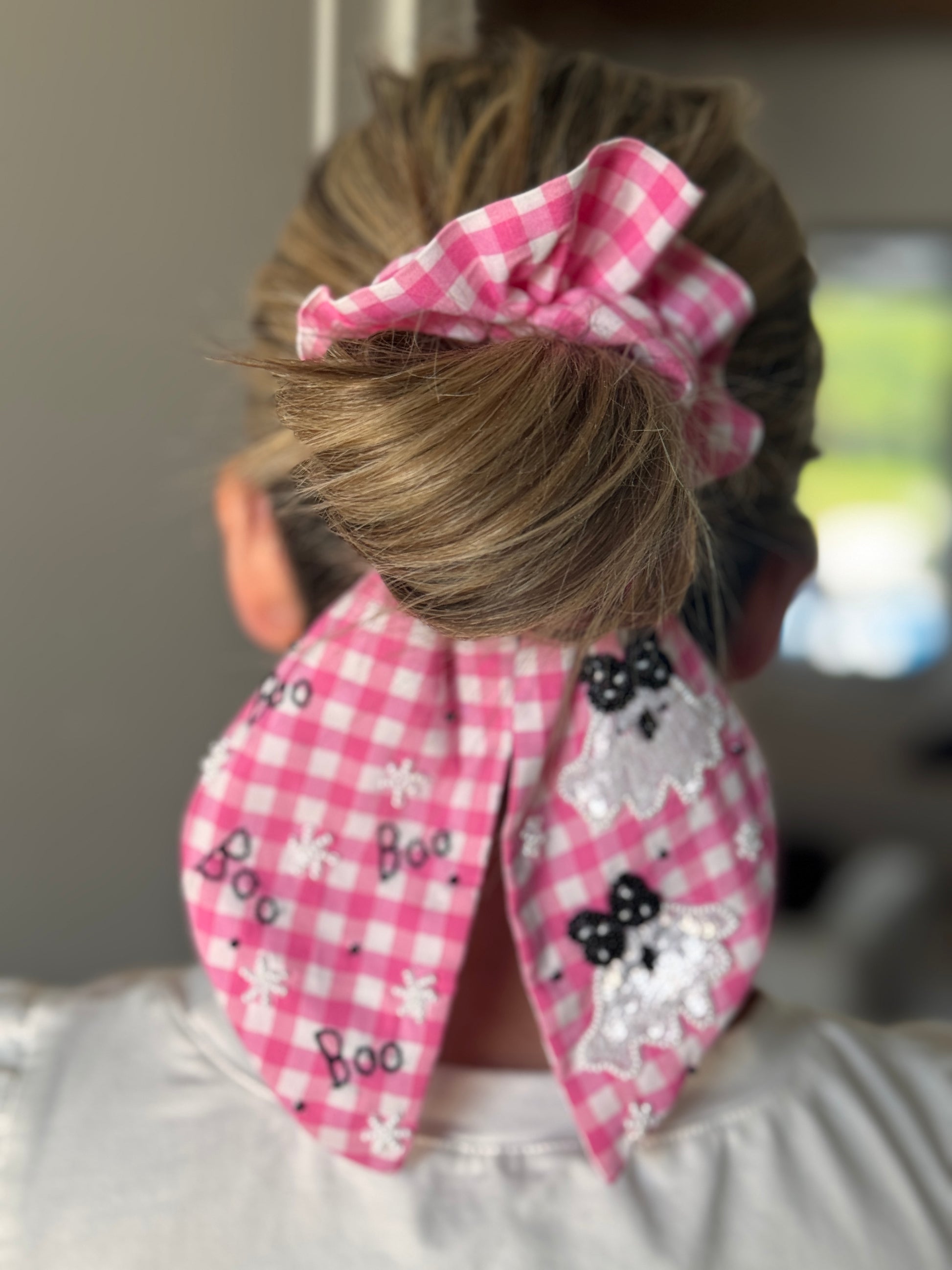 Ghosty Pink Gingham Scrunchie - Buttercup Lynne Boutique