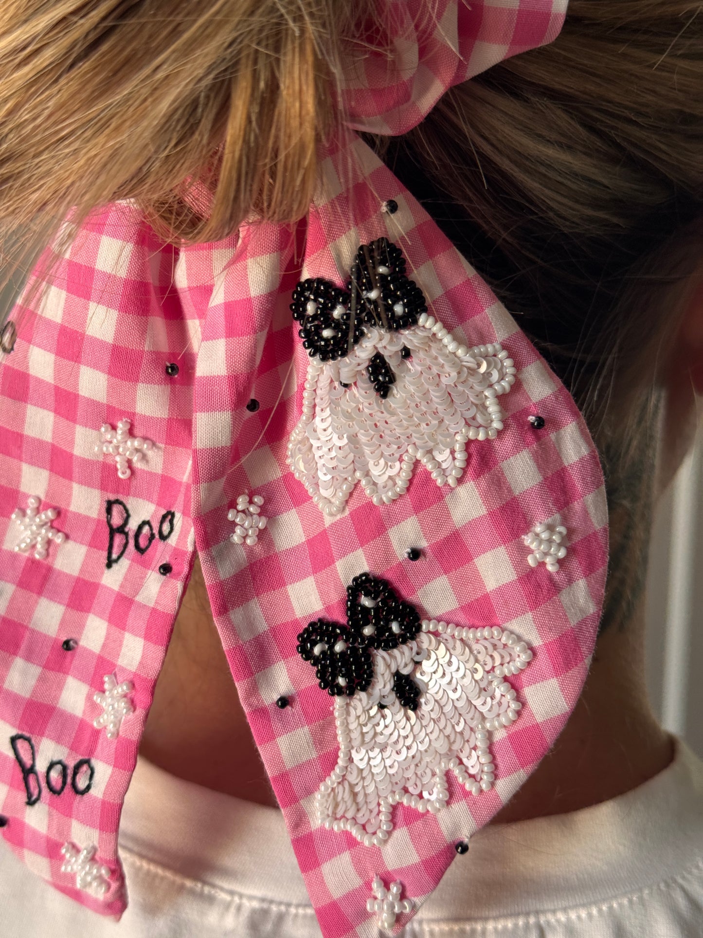 Ghosty Pink Gingham Scrunchie - Buttercup Lynne Boutique