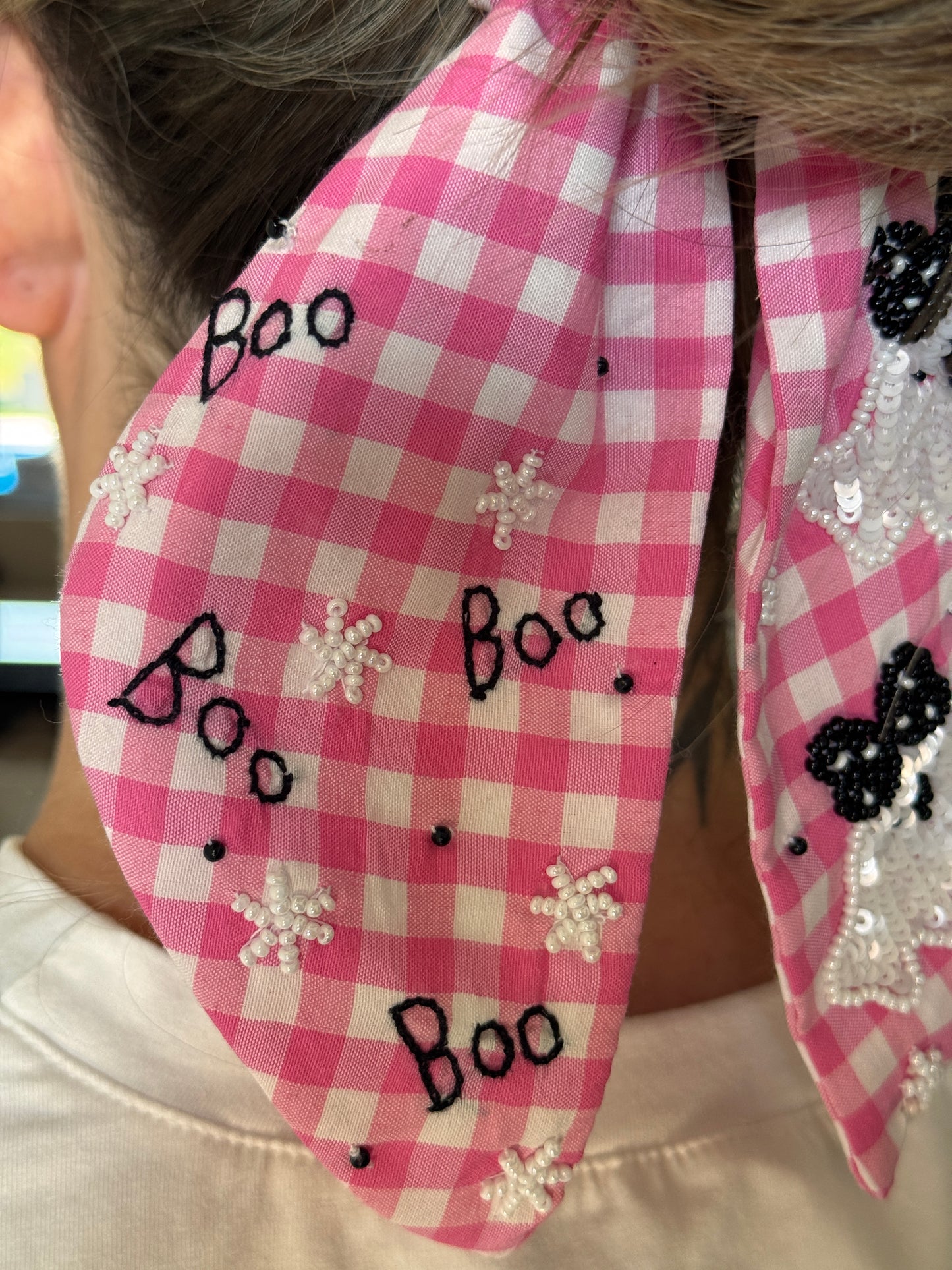 Ghosty Pink Gingham Scrunchie - Buttercup Lynne Boutique