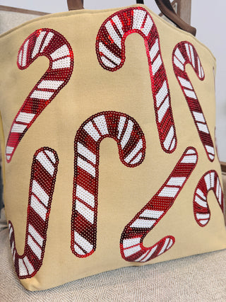 Candy Cane Sparkle Tote - Buttercup Lynne Boutique