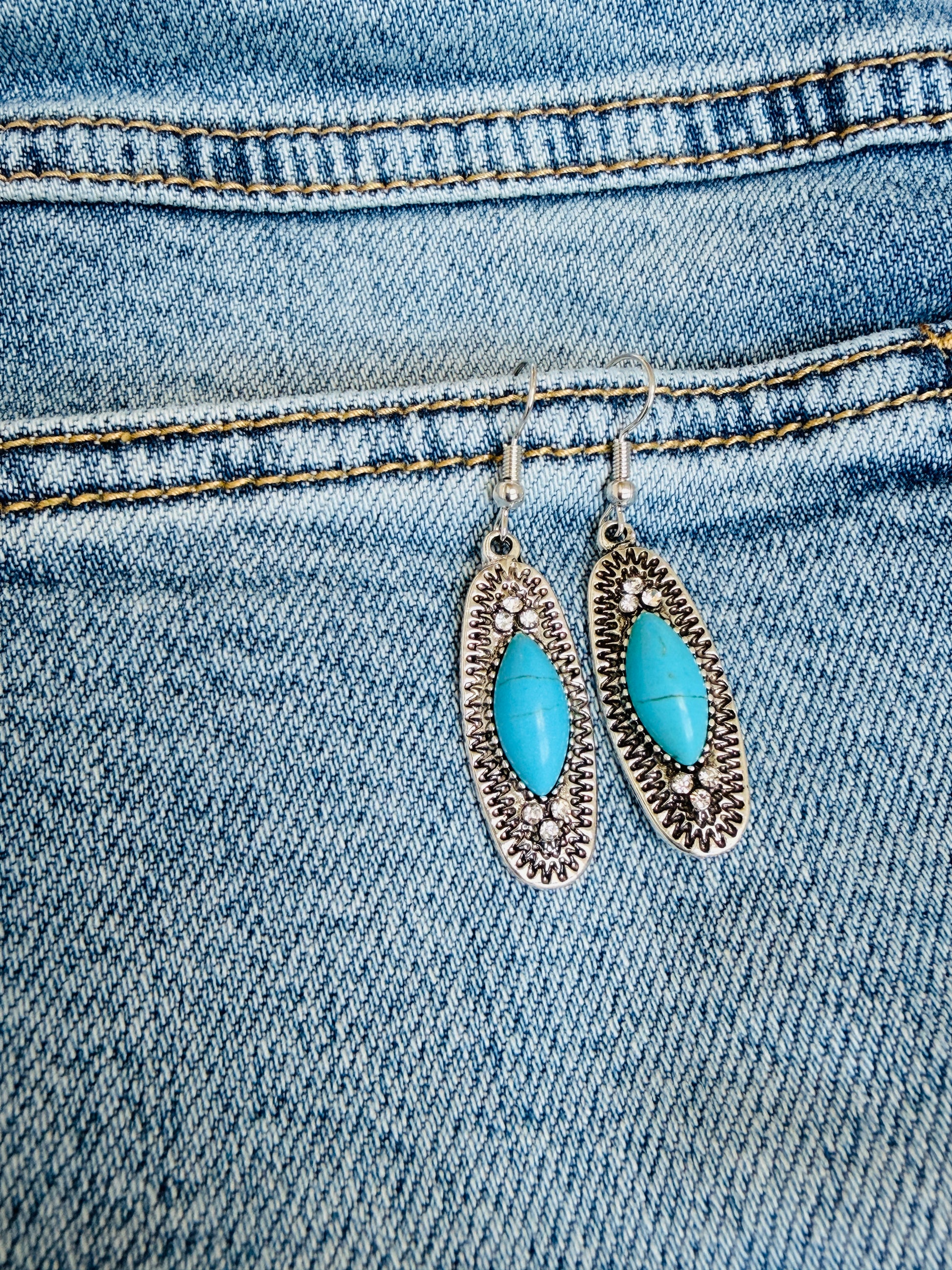 Western Sky Oval Stone Earrings - Buttercup Lynne Boutique