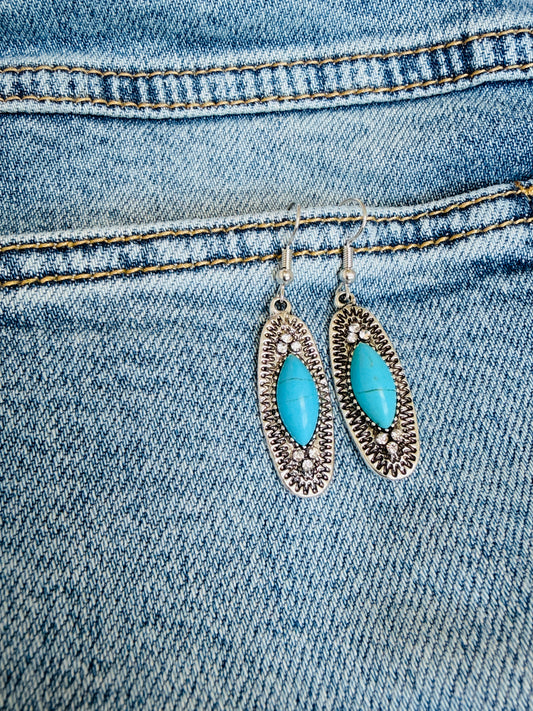 Western Sky Oval Stone Earrings - Buttercup Lynne Boutique