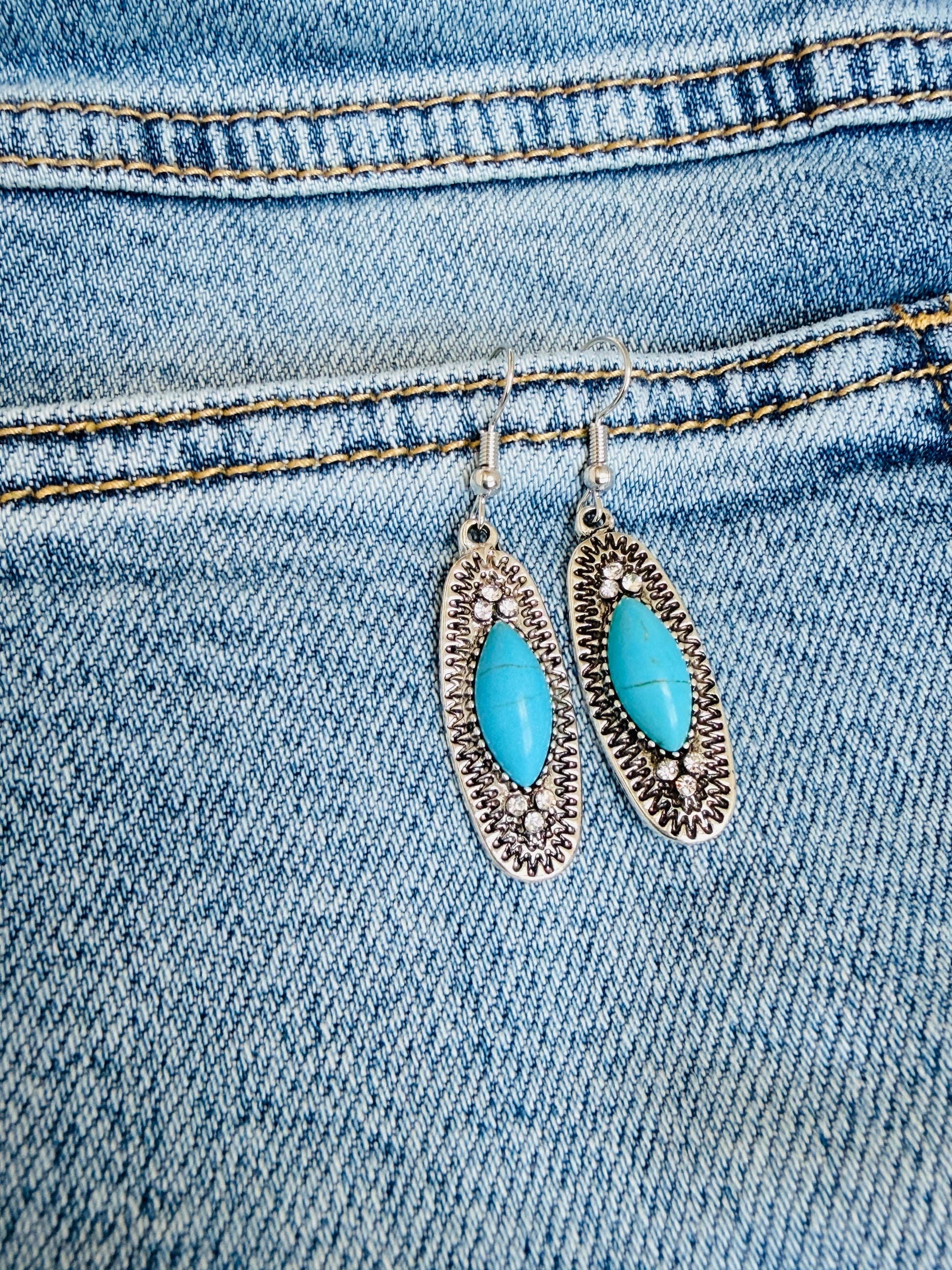 Western Sky Oval Stone Earrings - Buttercup Lynne Boutique